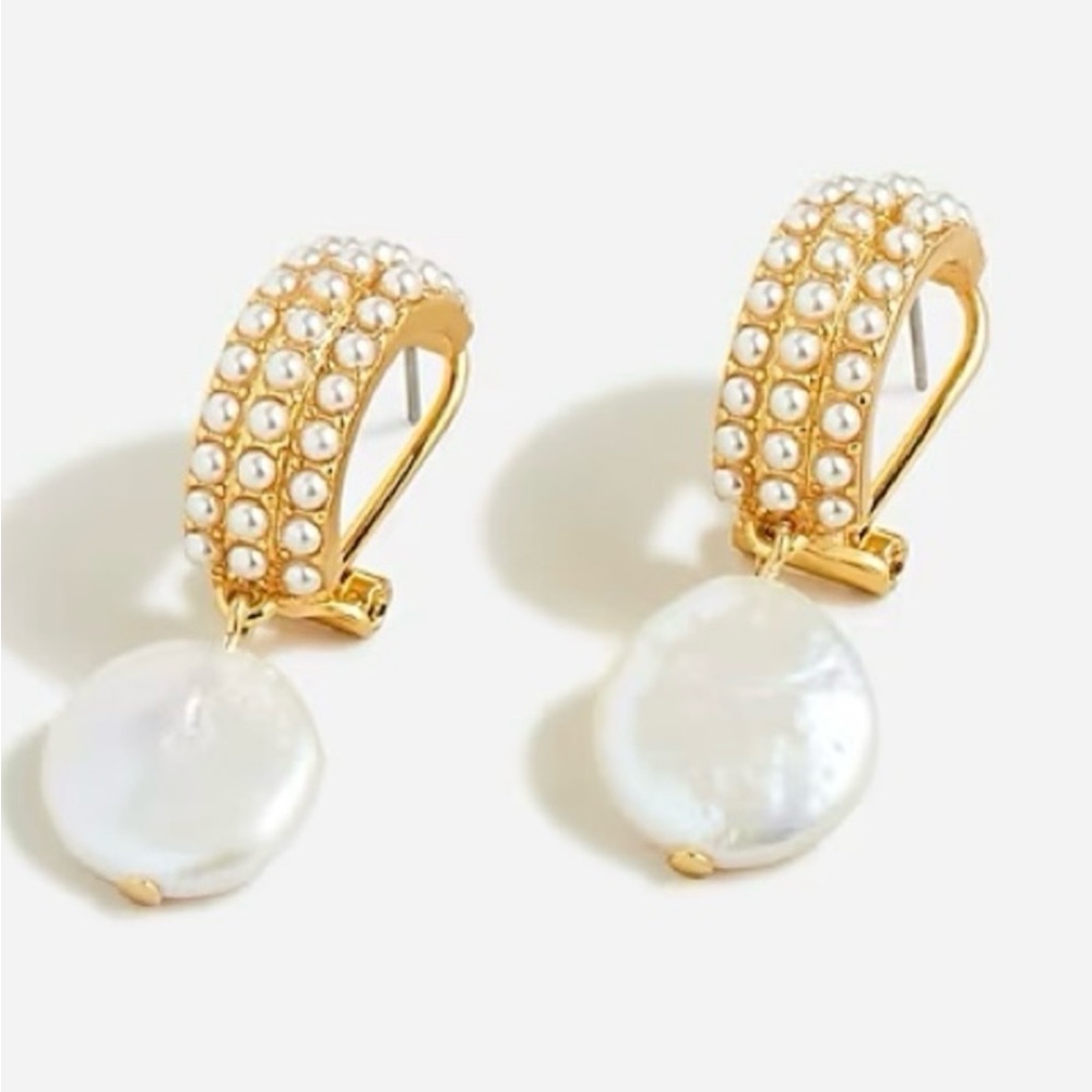 J. Crew Freshwater Pearl Disk & Hoop Earrings